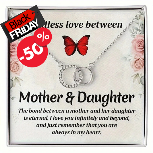 Zircon Inlay Double Circle Heart-to-Heart Necklace Set: A Beautiful Mother-Daughter Gift