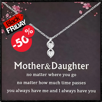 Mother-Daughter Interlocking Infinite Double Heart Necklace: A Symbol of Endless Love with Cubic Zirconia and Gift Packaging