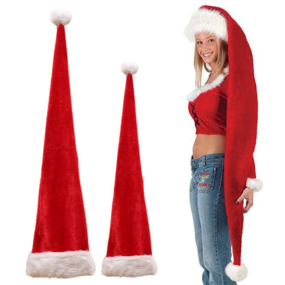 Plush Santa Claus Long Christmas Hat – For Adults & Children, Perfect for Christmas Parties