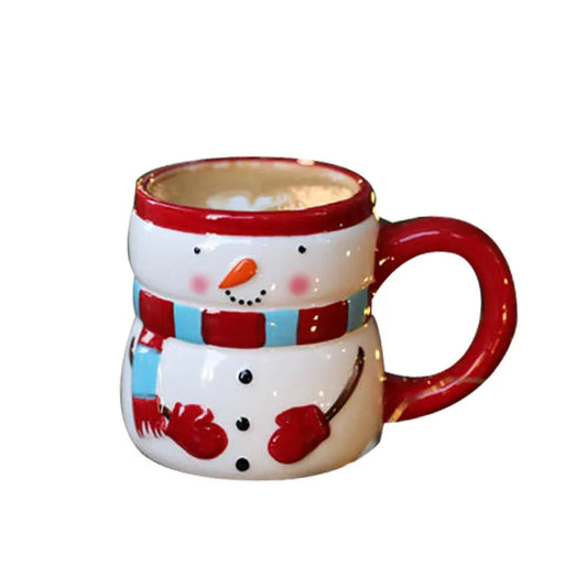 350ml/11oz Christmas Ceramic Mug – Santa Claus & Snowman Design Gift Pack