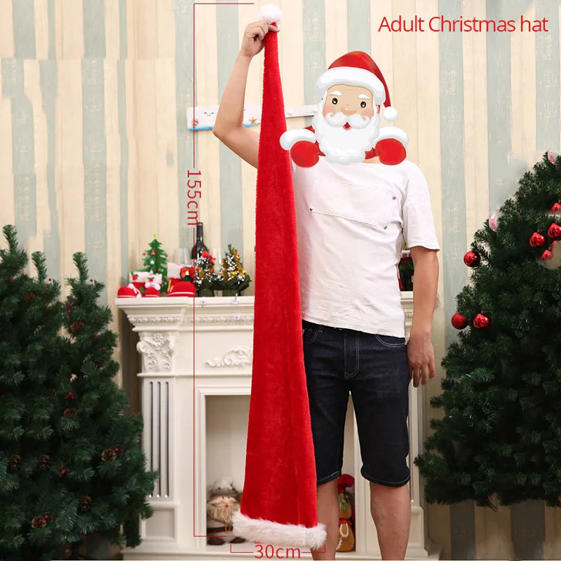 Plush Santa Claus Long Christmas Hat – For Adults & Children, Perfect for Christmas Parties