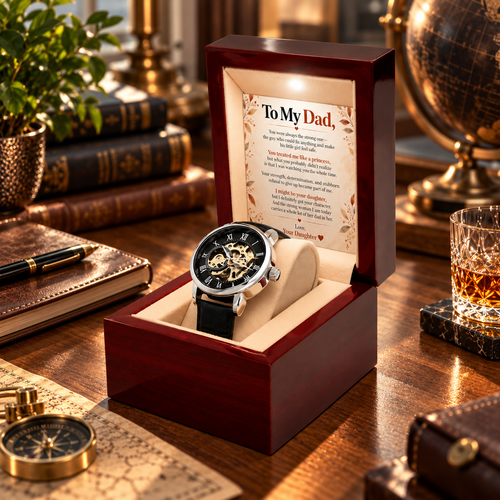 To My Dad From Daughter – The Strong Woman I Am Today Openwork Automatic Watch