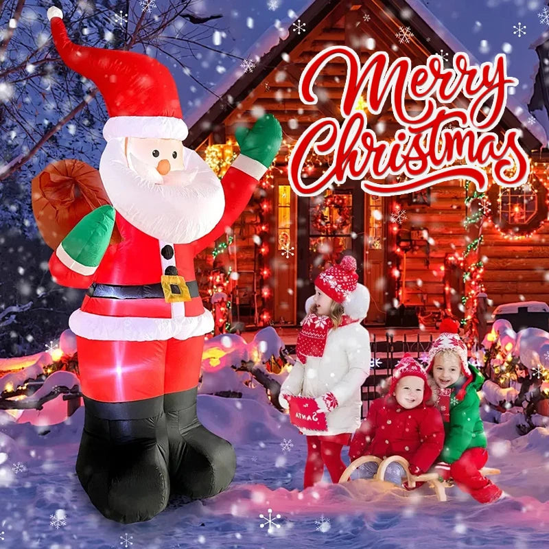 1.8m Backpack Santa Claus Inflatable – Christmas Decoration with LED Lights for Indoor & Outdoor Use