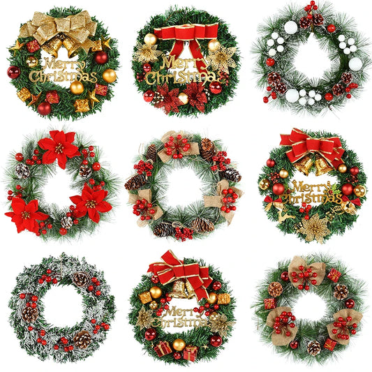 30cm Christmas Wreath – Hanging Door Garland with Ornaments for Festive Home Decor