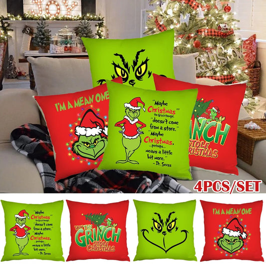 4pcs Christmas Pillow Covers – 18x18 Inch Farmhouse Christmas Throw Pillow Covers