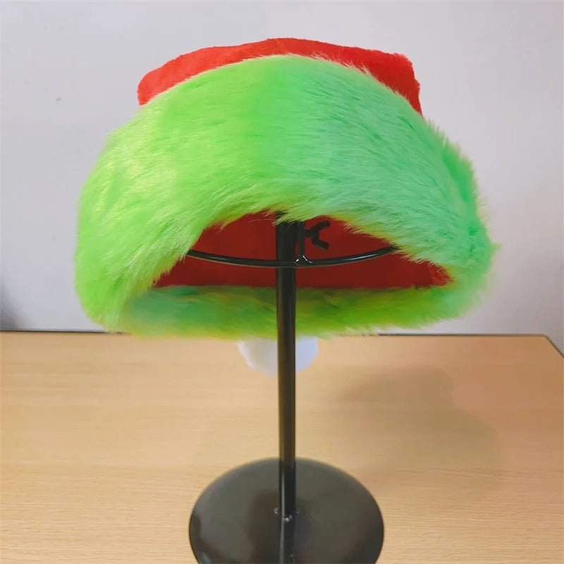 Funny Contrast Colors Fur Santa Hat – Christmas Party & Cosplay Costume Accessory for Adults