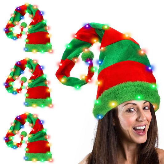 Creative LED Santa Hat – Light-Up Holiday Party Hat with Clown & Elf Design