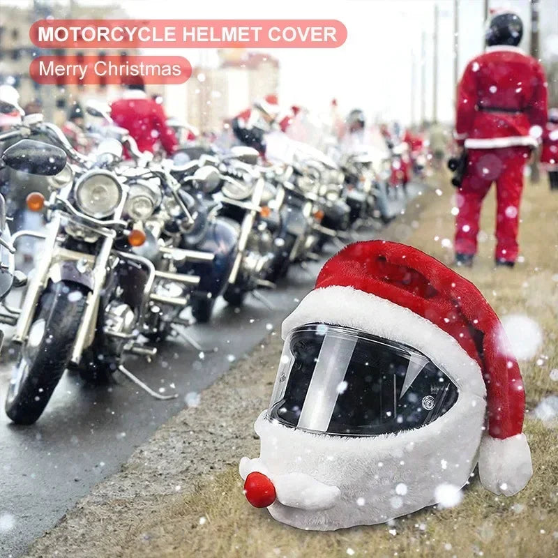 Santa Claus Motorcycle Helmet Cover – Festive Full-Face Helmet Cover for Christmas