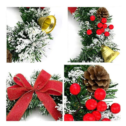 40cm Christmas Wreath – Artificial Hanging Decoration for Doors, Windows & Outdoor Use