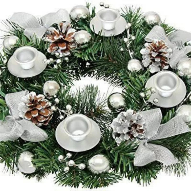 30cm Christmas Candle Rings Centerpiece – Advent Wreath & Candle Holder for Weddings, Parties, and Holiday Decor