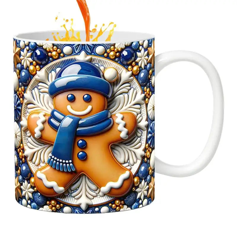 3D Gingerbread Man Ceramic Coffee Mug – Cute Christmas Gift for Coffee & Milk Lovers