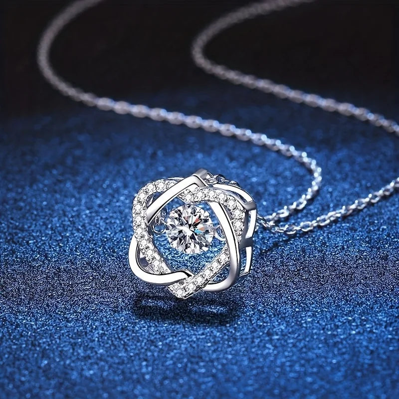 “To My Daughter” Heart-Knotted Necklace with Zirconia: A Heartfelt Gift with Elegant Packaging