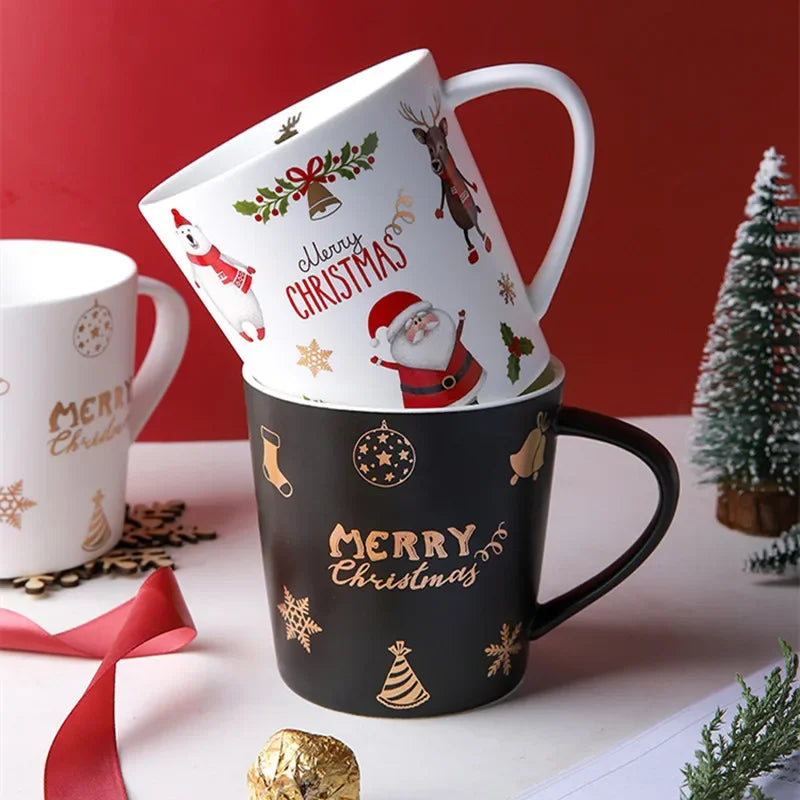 500ml Creative Christmas Ice Cream Mug – Ceramic Milk, Tea, & Water Cup for Santa & New Year Gifts