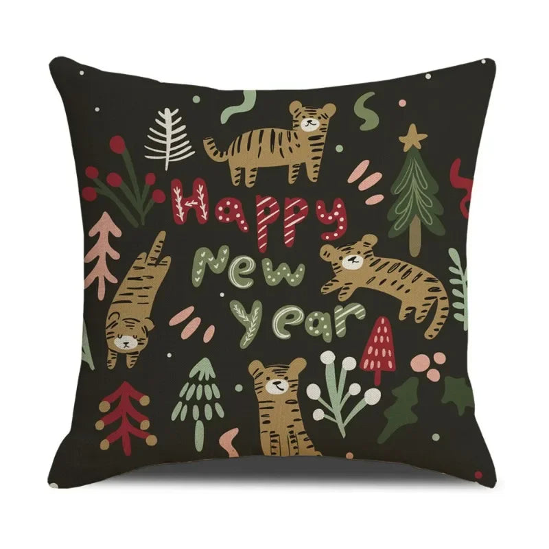 Set of 4 Christmas Winter Throw Pillow Cushion Covers – 45x45cm Festive Home & Outdoor Décor