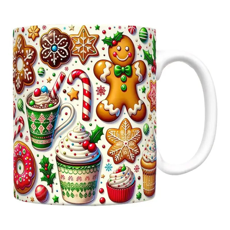 3D Gingerbread Man Ceramic Coffee Mug – Cute Christmas Gift for Coffee & Milk Lovers