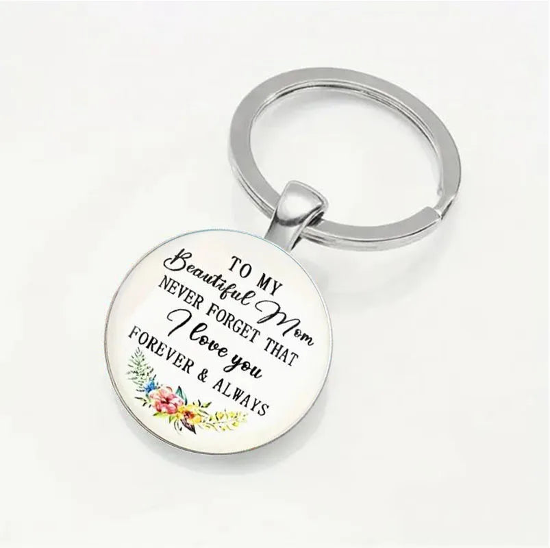 "To my Beautiful Mom": Heartfelt Keychain - Engraved "To My Beautiful Mom I Love You Forever & Always" Message, Ideal Birthday Gift from Daughter Son, Thoughtful Mothers Day Present