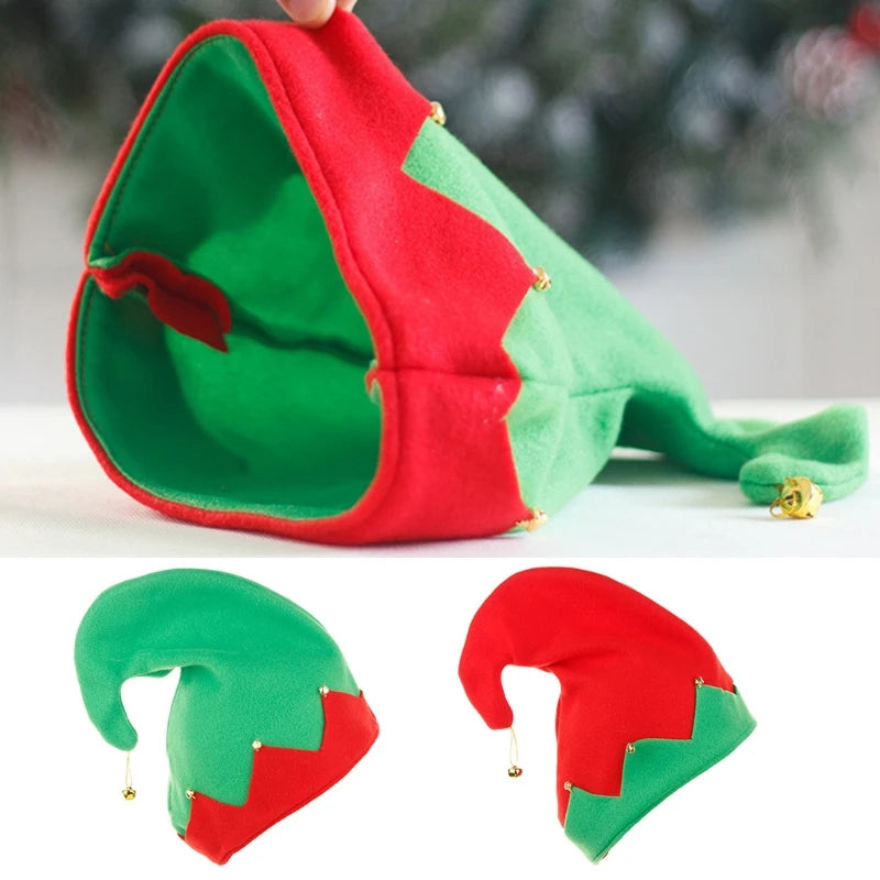 Elf Plush Santa's Helper Hat with Metal Decorations – Festive Christmas Accessory