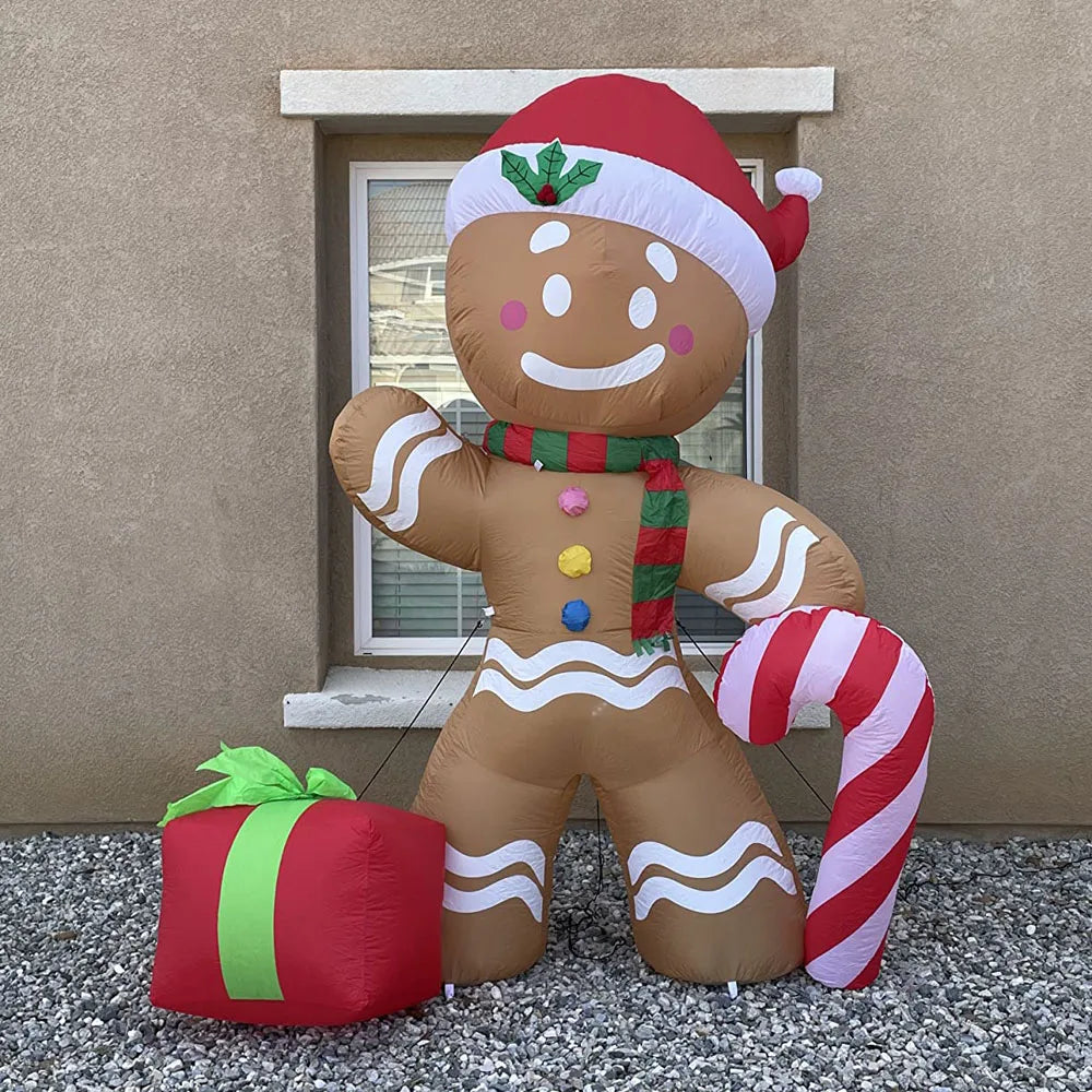 2.4m Inflatable Gingerbread Man with Candy – Outdoor Christmas Decoration with Built-In LED Lights