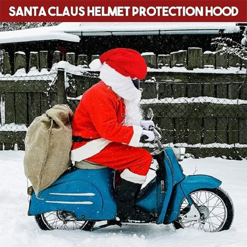 Santa Claus Motorcycle Helmet Cover – Festive Full-Face Helmet Cover for Christmas