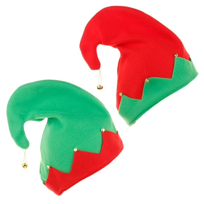 Elf Plush Santa's Helper Hat with Metal Decorations – Festive Christmas Accessory