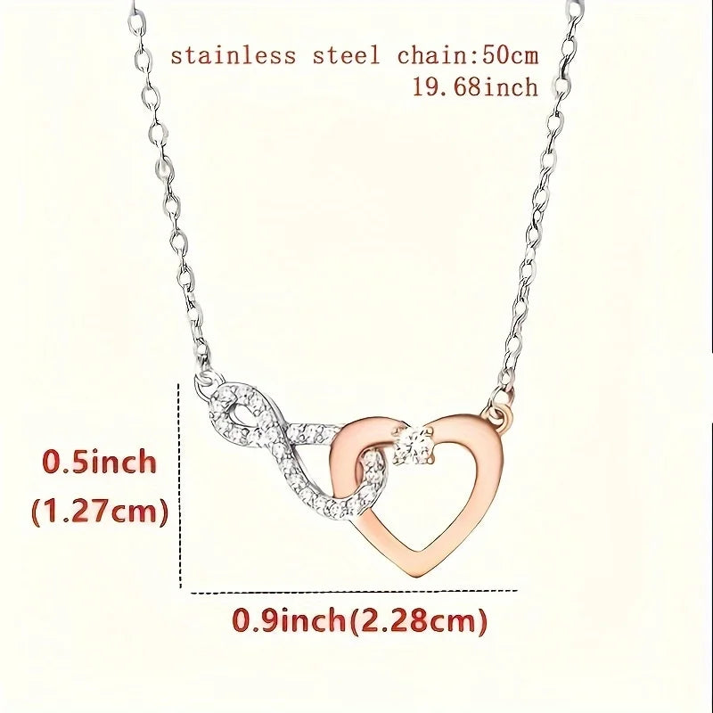 Two-Tone Heart-Shaped Copper Necklace with Cubic Zirconia: A Heartfelt Gift for Your Daughter