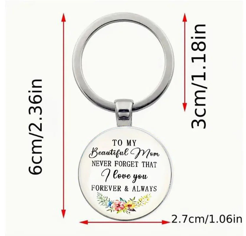 "To my Beautiful Mom": Heartfelt Keychain - Engraved "To My Beautiful Mom I Love You Forever & Always" Message, Ideal Birthday Gift from Daughter Son, Thoughtful Mothers Day Present