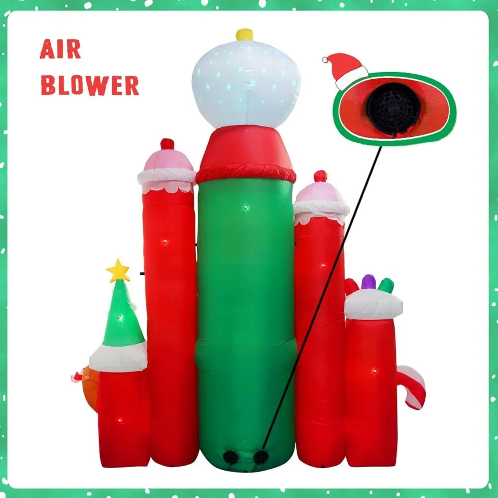 10ft Christmas Inflatable Candy Castle – Blow-Up Holiday Decoration with LED Lights