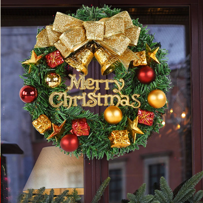 30cm Christmas Wreath – Hanging Door Garland with Ornaments for Festive Home Decor