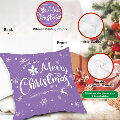 Merry Christmas Pillow Set – 4-Piece Winter Snowflake Festival Cushions for Indoor Farmhouse Décor