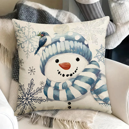 4pcs Christmas Pillow Covers – Snowman & Christmas Tree Decorative Cushion Cases