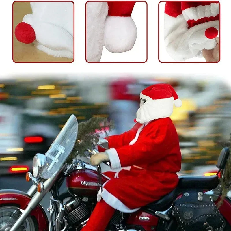 Santa Claus Motorcycle Helmet Cover – Festive Full-Face Helmet Cover for Christmas