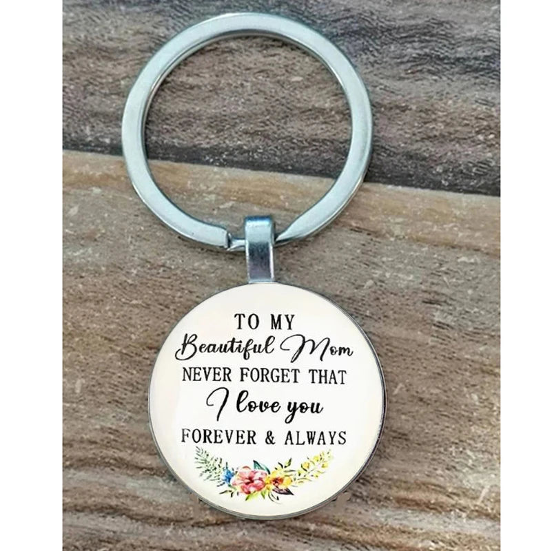 "To my Beautiful Mom": Heartfelt Keychain - Engraved "To My Beautiful Mom I Love You Forever & Always" Message, Ideal Birthday Gift from Daughter Son, Thoughtful Mothers Day Present