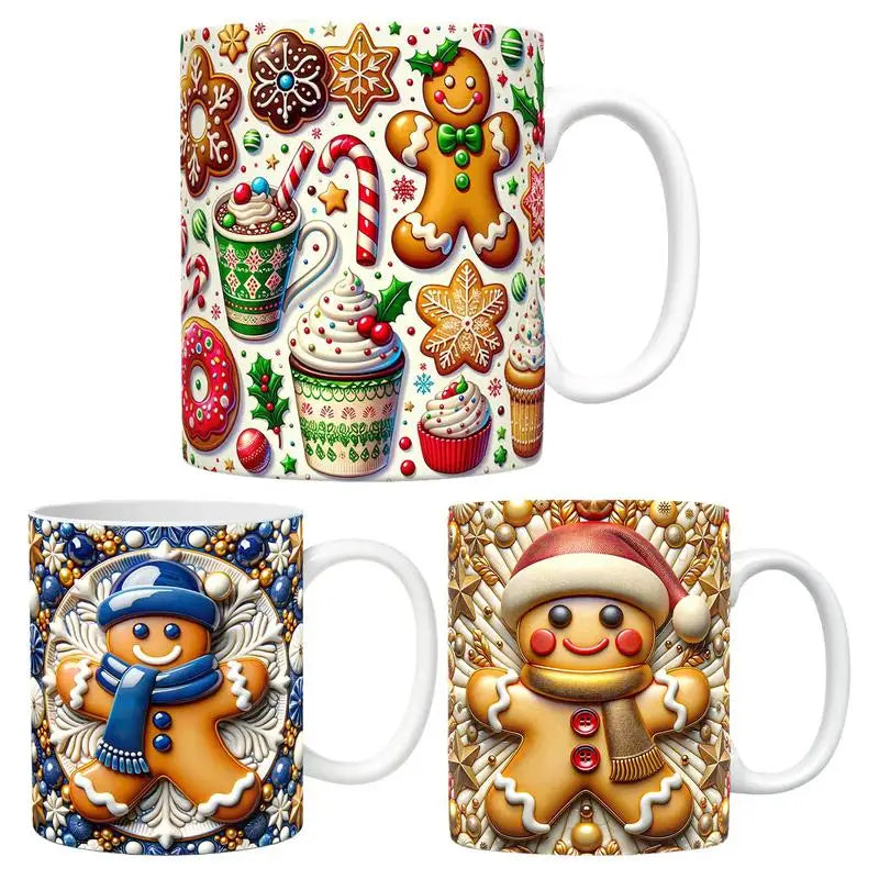 3D Gingerbread Man Ceramic Coffee Mug – Cute Christmas Gift for Coffee & Milk Lovers