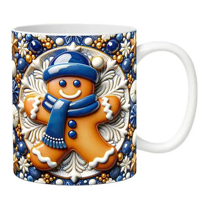 3D Gingerbread Man Ceramic Coffee Mug – Cute Christmas Gift for Coffee & Milk Lovers