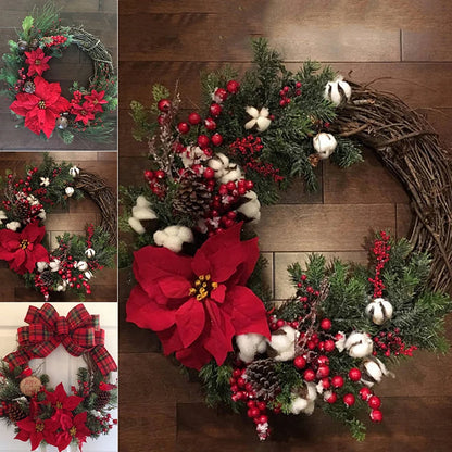 37cm Christmas Wreath – Non-Woven Fabric Door Hanging Flower for Festive Home Decor