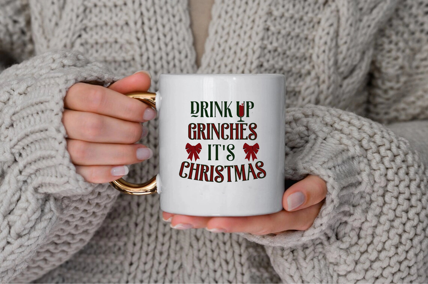 "Drink Up Grinches, It’s Christmas" Ceramic Coffee Mug – A Fun Gift for Holiday Cheer