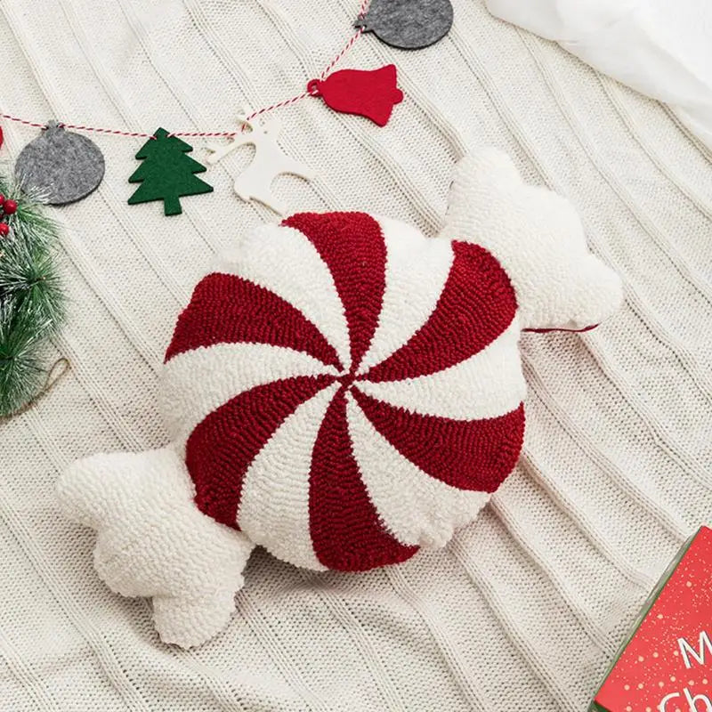 Christmas Candy Cane Throw Pillow – Soft Sofa Cushion & Decorative Doll for Holiday Décor 2024