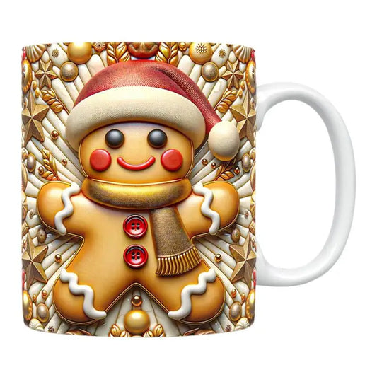 3D Gingerbread Man Ceramic Coffee Mug – Cute Christmas Gift for Coffee & Milk Lovers