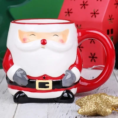 350ml/11oz Christmas Ceramic Mug – Santa Claus & Snowman Design Gift Pack