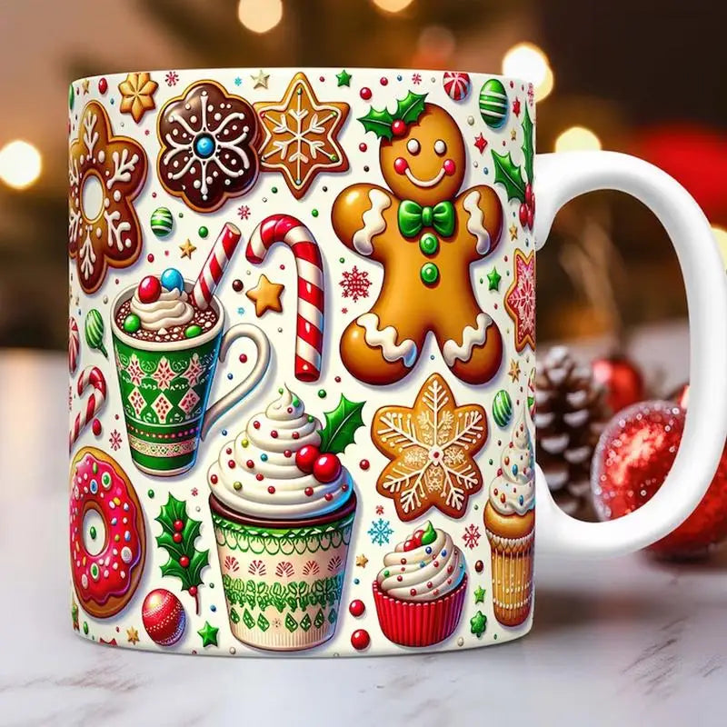 3D Gingerbread Man Ceramic Coffee Mug – Cute Christmas Gift for Coffee & Milk Lovers