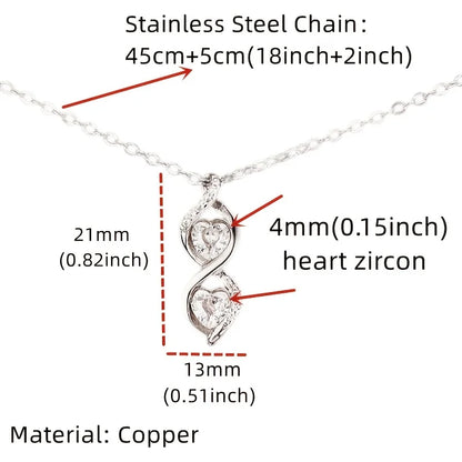 Mother-Daughter Interlocking Infinite Double Heart Necklace: A Symbol of Endless Love with Cubic Zirconia and Gift Packaging