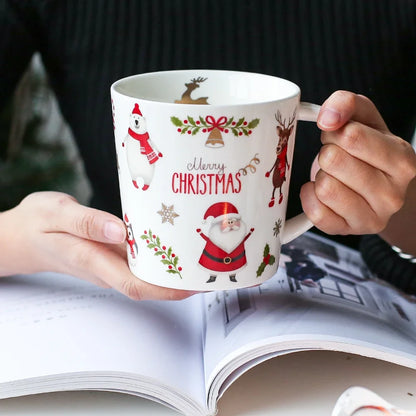 500ml Creative Christmas Ice Cream Mug – Ceramic Milk, Tea, & Water Cup for Santa & New Year Gifts