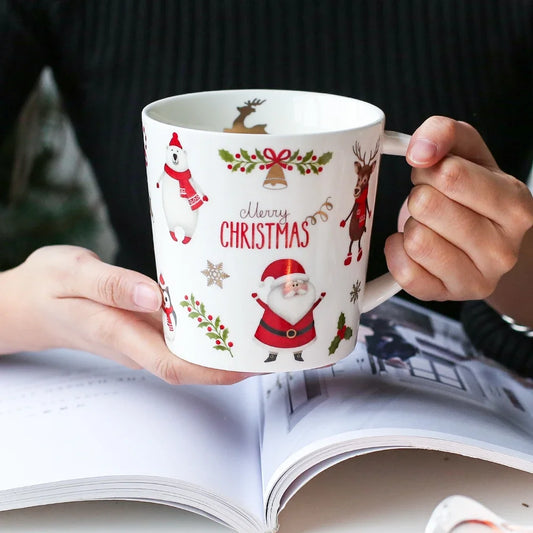 500ml Creative Christmas Ice Cream Mug – Ceramic Milk, Tea, & Water Cup for Santa & New Year Gifts