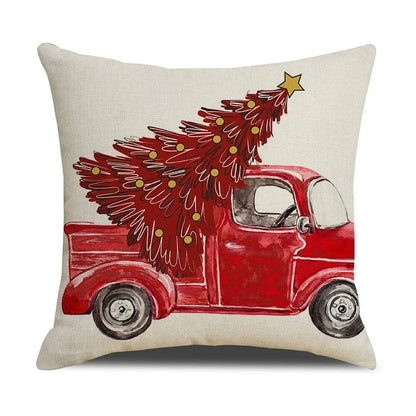 4pcs Christmas Red Pillow Covers – 45x45cm Farmhouse Holiday Cushion Cases for Sofa & Couch