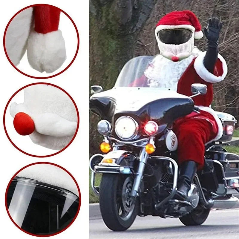 Santa Claus Motorcycle Helmet Cover – Festive Full-Face Helmet Cover for Christmas