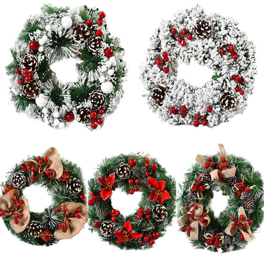 30cm Christmas Wreath for Front Door – Pine Cone Ornament Garland for Indoor & Outdoor Holiday Decor