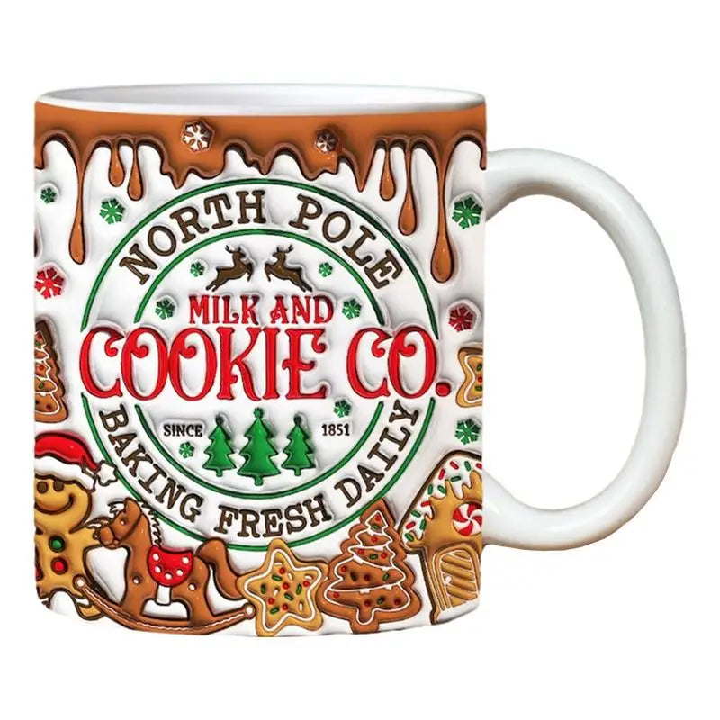 3D Gingerbread Man Print Ceramic Coffee Mug – Festive 350ml Mug for Coffee, Tea, Wine, Beer & More