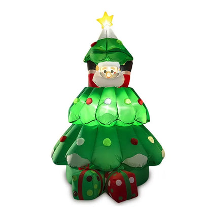 Christmas Inflatable Santa Claus Lifting Christmas Tree – LED Garden & Courtyard Decoration