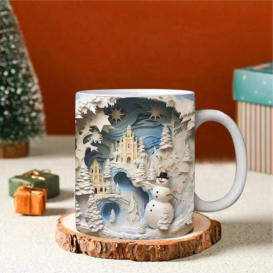 Winter Coffee Cup with 3D Snowman Design – Funny Christmas Ceramic Mug