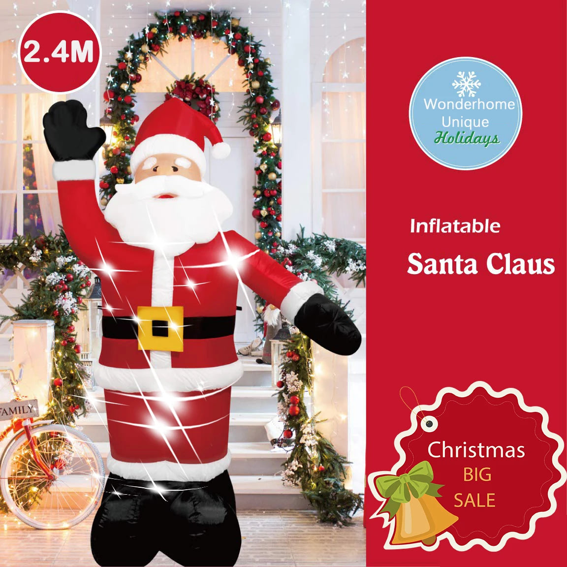 2.4m (8ft) Christmas Inflatable Santa Claus & Nutcracker Soldier – Light-Up Yard & Garden Decoration